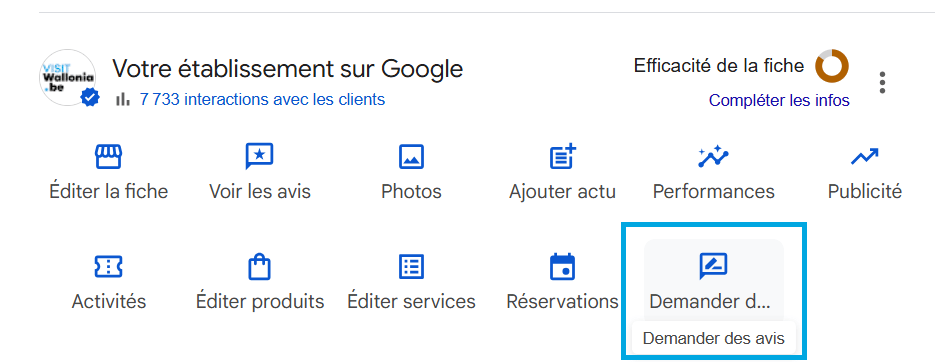 Capture d'une fiche Google