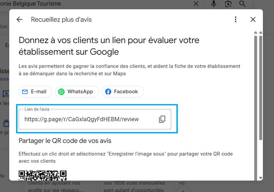 Lien d'avis Google